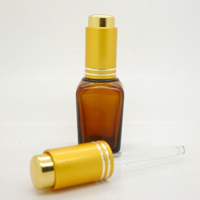 empty square cosmetic dropper glass bottles with Push dropper