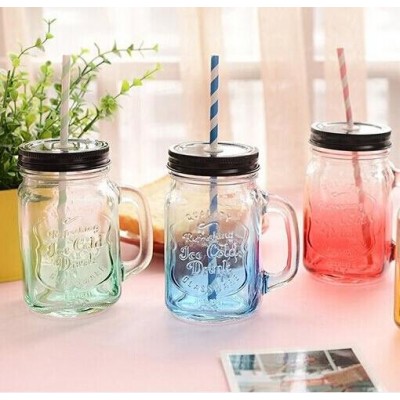 cute custom 8oz glass mason jar with handle