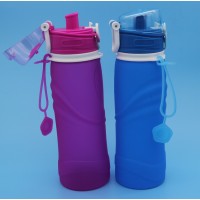 hot empty large 750ml 26oz silicone foldable spray sports water bottle